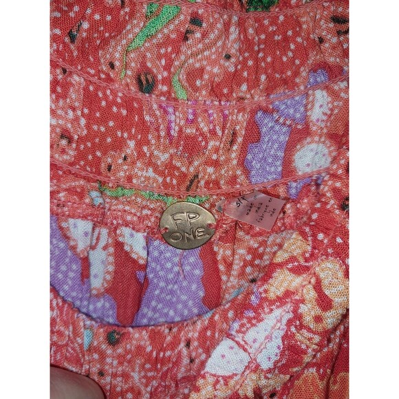 Free People Fp One Suki Off The Shoulder Blouse Top Ruffle Floral Printed Small - Picture 2 of 6